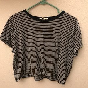 H&M Striped Black and White Cropped Tee